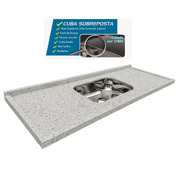 Pia granito Branco Pitaya Cuba funda/sobreposta/acabamento duplo 2.00MT