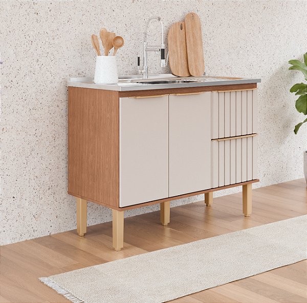 Gabinete Madeira Ripado Freijo/Off White 473241 1.14MT