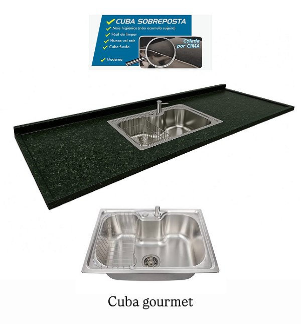 Pia granito Verde ubatuba Cuba GOURMET/sobreposta/acabamento duplo 2.00MT