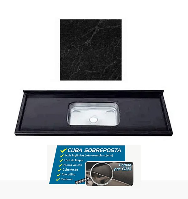 Pia granito São Gabriel Negresco Cuba funda/sobreposta/acabamento duplo  1.50MT 06130