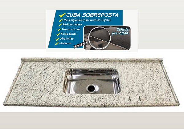 Pia granito arabesco Cuba funda/sobreposta/acabamento duplo  1.50MT 059344