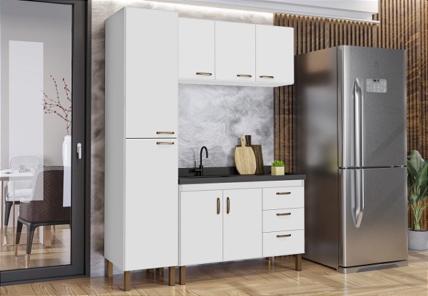 Kit Gabinete 472211+ Aereo + Paneleiro Branco 1.14MT