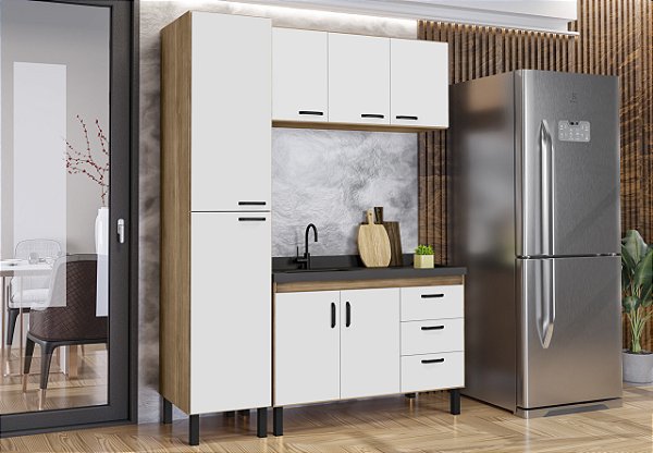 Kit Gabinete 472321+ Aereo + Paneleiro Avelato/Branco 1.44MT