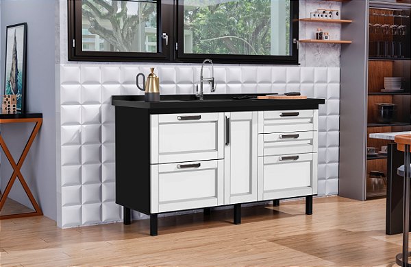 Gabinete Madeira Preto/Branco 436321 1.44MT
