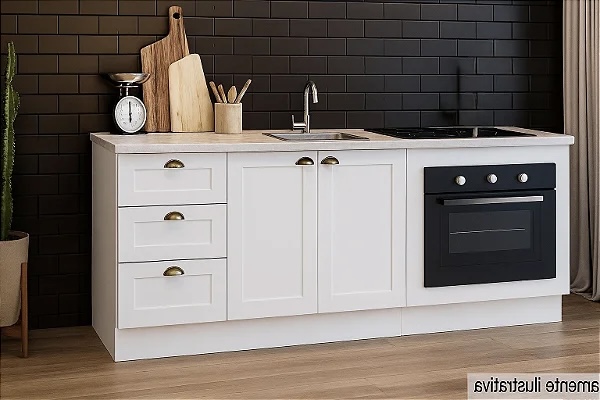 Gabinete Madeira C/Rodape C/Entrada para forno 59x41cm Provençal Branco 487510 GE 2.00MT