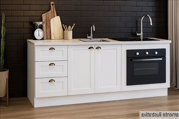 Gabinete Madeira C/Rodape C/Entrada para forno 59x41cm Provençal Branco 487510 GE 2.00MT