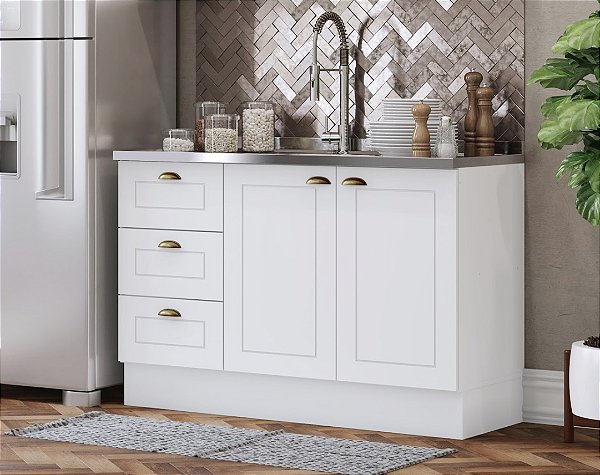 Gabinete Madeira C/Rodape Provençal Branco 48721 GE 1.20MT
