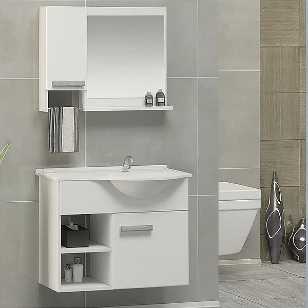 Kit gabinete,cuba e espelheira 0,60MT Branco 0971