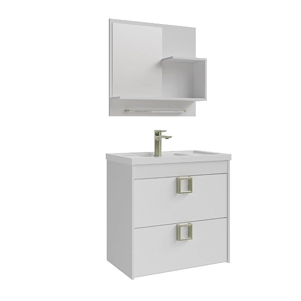 Kit gabinete,cuba e espelheira 0,60MT Branco 2841