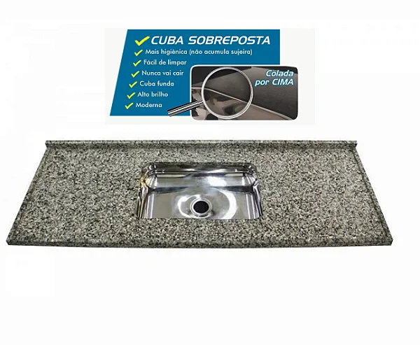 Pia granito Ocre Cuba funda/sobreposta/acabamento duplo  1.60MT 08830