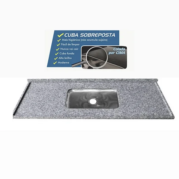Pia granito Corumba Cuba funda/sobreposta/acabamento duplo  1.40MT