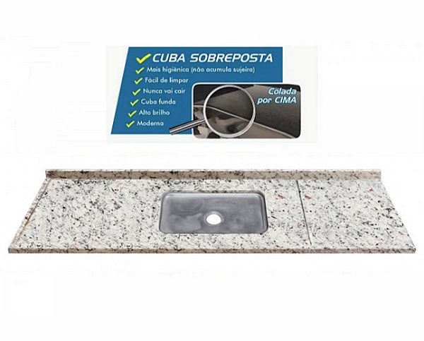 Pia granito Marfim arabesco Cuba funda/sobreposta/acabamento duplo/Parte seca 1.80MT 059440