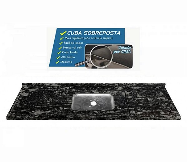 Pia granito Preto Indiano Cuba funda/sobreposta/acabamento duplo/parte seca 2.00MT