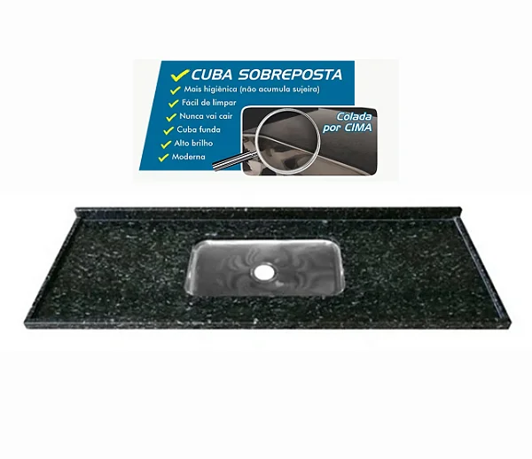 Pia granito Verde Ubatuba Cuba funda/sobreposta/acabamento duplo 1.40MT