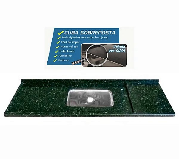 Pia granito Verde Ubatuba Cuba funda/sobreposta/acabamento duplo/parte seca 1.80MT