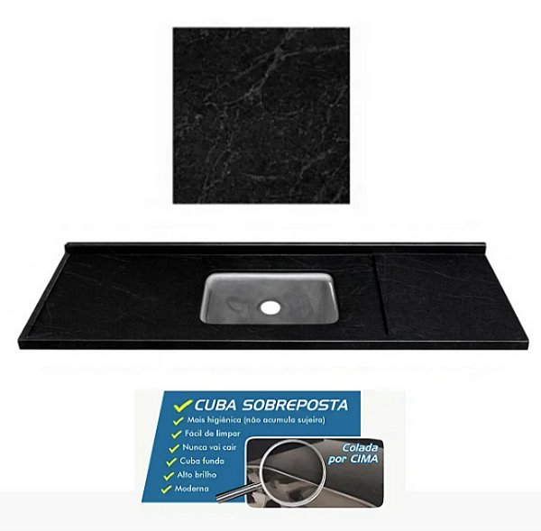 Pia granito São Gabriel Negresco Cuba funda/sobreposta/acabamento duplo/Parte seca  2.00MT