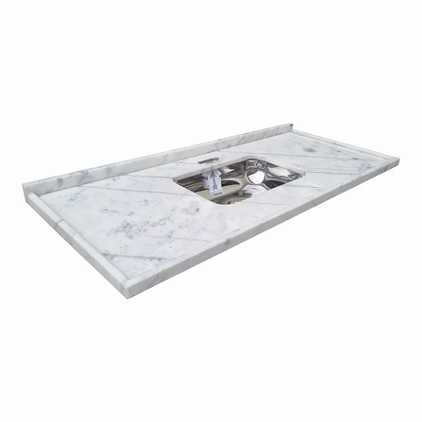 Pia Marmore Branco Cuba rasa/Acabamento simples 1.40MT