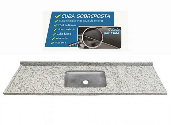 Pia granito Portinari Cuba funda/sobreposta/acabamento duplo/Parte seca 1.80MT