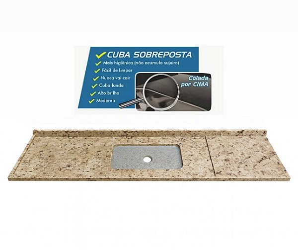 Pia granito Ornamental Cuba funda/sobreposta/acabamento duplo/Parte Seca 1.80MT