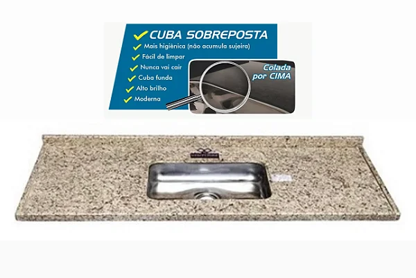 Pia granito Ornamental Cuba funda/sobreposta/acabamento duplo  1.60MT