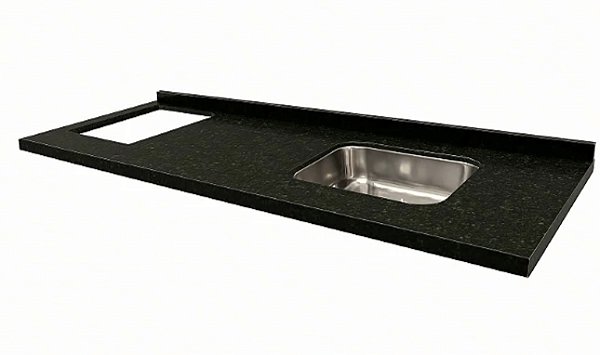 Pia granito Verde Ubatuba Cuba Funda/Sobreposta/Parte seca e corte cooktop Nicho 63x36 - 5 bocas Esquerdo 1.80MT