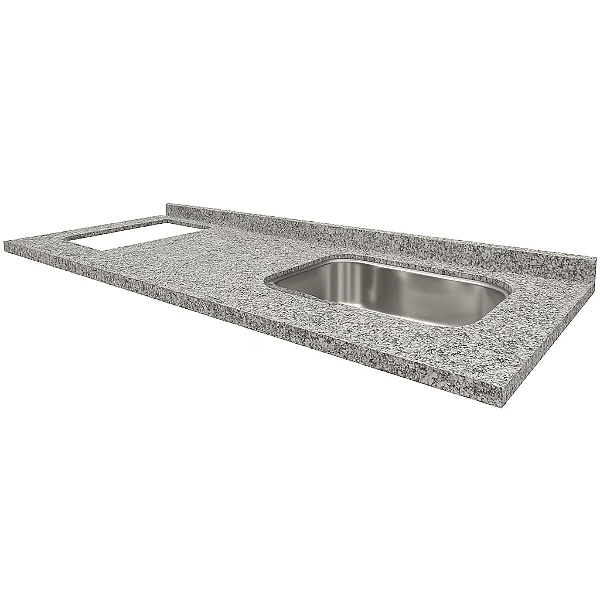 Pia granito Corumba Cuba Funda/Sobreposta/Parte seca e corte cooktop Nicho 53x36 - 4 bocas Esquerdo 1.80MT