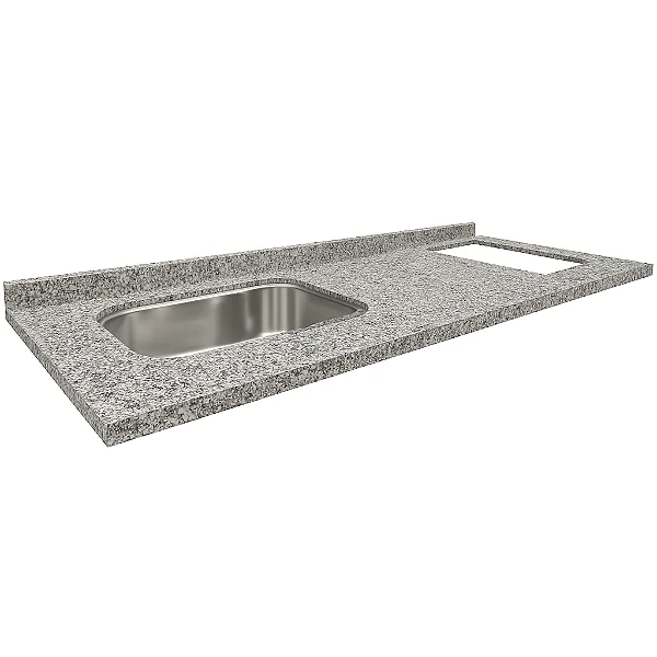Pia granito Corumba Cuba Funda/Sobreposta/Parte seca e corte cooktop Nicho 63x36 - 5 bocas Direito 1.80MT