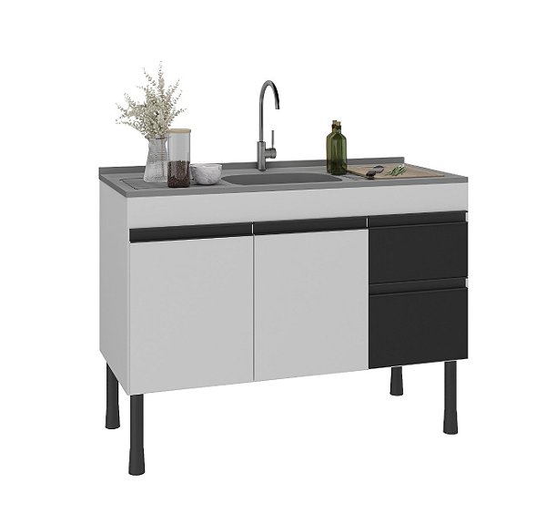 Gabinete Madeira Branco/Preto 490212 1.14MT