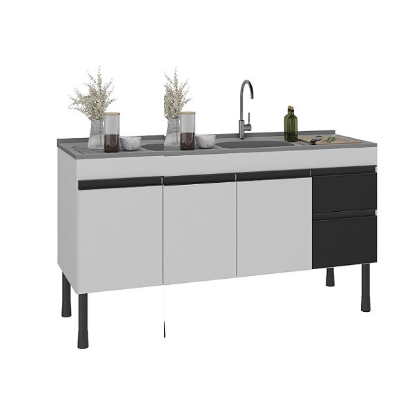 Gabinete Madeira Branco/Preto 490312 1.44MT