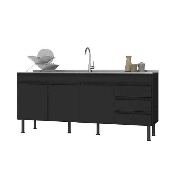 Gabinete Madeira Preto 003422 1.74MT