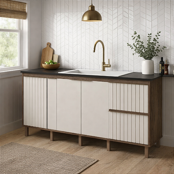 Gabinete Madeira Ripado Avelato/Off White 493444 1.74MT