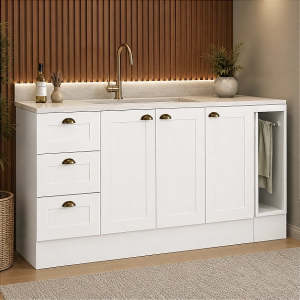 Gabinete Madeira C/Rodape Provençal Branco 48741 GE 1.80MT