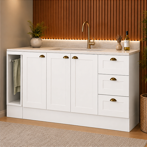 Gabinete Madeira C/Rodape Provençal Branco 48741 GD 1.80MT