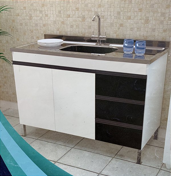 Gabinete Madeira Branco/Preto 00312 0.94MT