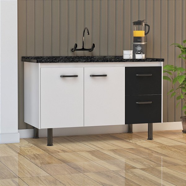 Gabinete Madeira Branco/Preto 00932 1.44MT