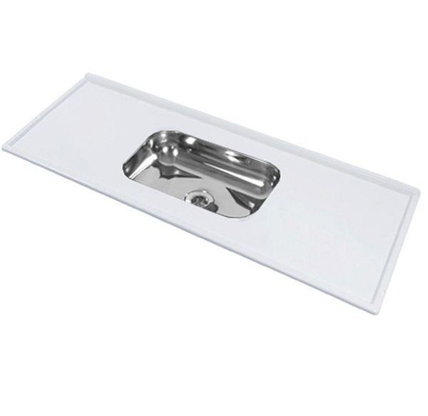 Pia Sintetica Branca C/Cuba inox 1.20MT 08721
