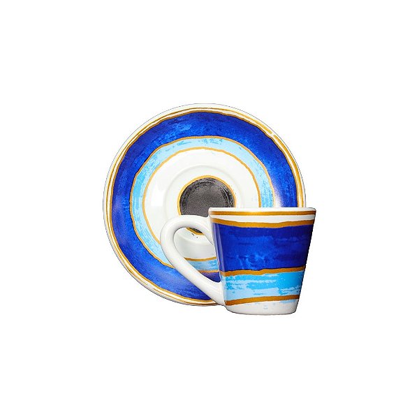 Xícara De Café Azul Olho Grego - Cerâmica Scalla