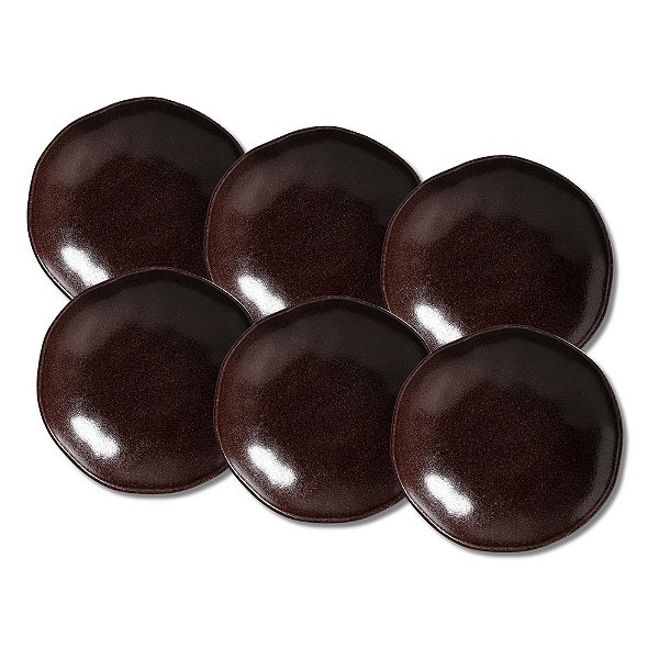 Jogo 6 Pratos Fundos 21cm Rústico Terra - Porto Brasil