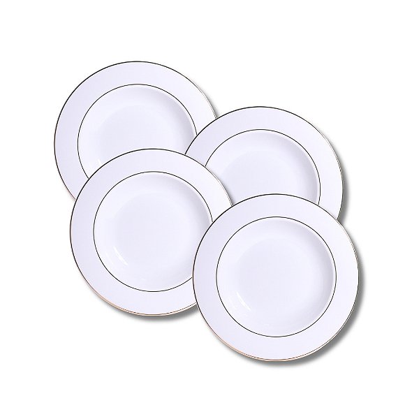 Jogo 4 Pratos Fundos 21,5cm Majesty Gold - L'Hermitage