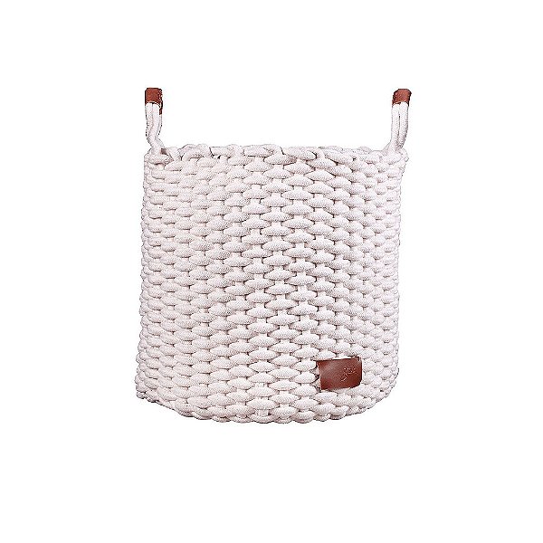 Cesto De Corda 34cm Em Algodão Branco - Yoi