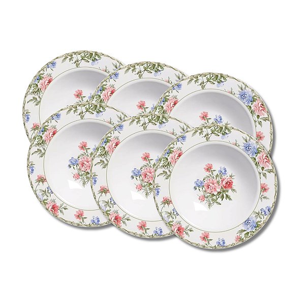 Jogo 6 Pratos Fundos 25cm Romântica - Alleanza