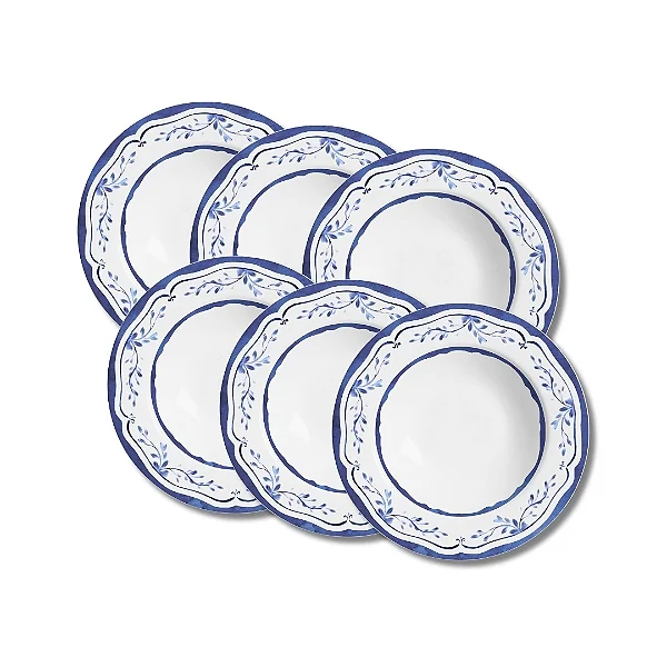 Jogo 6 Pratos Fundos 25cm Valência - Alleanza