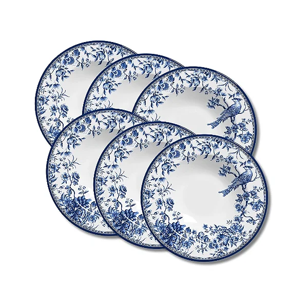 Jogo 6 Pratos Fundos 24,5cm Chinese Garden - Alleanza