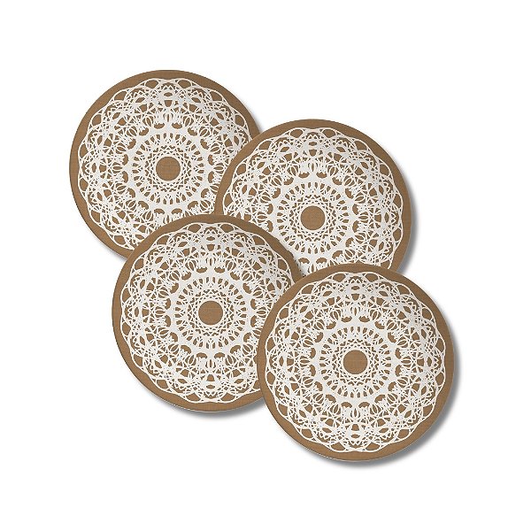 Jogo 4 Pratos de Sobremesa 21cm Rendeiras - Alleanza