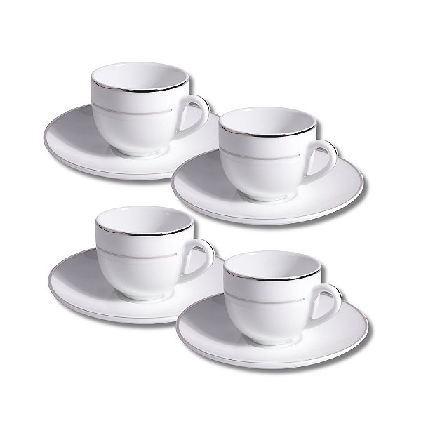 Jogo 4 Xícaras De Café Majesty Silver - L'Hermitage
