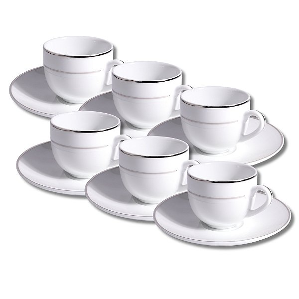 Jogo 6 Xícaras De Chá Majesty Silver - L'Hermitage