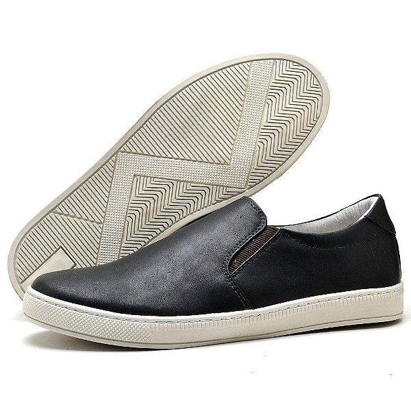 tenis slip on masculino couro