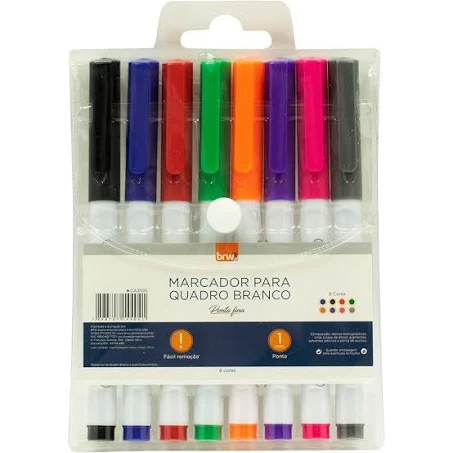 Marcador Quadro Branco Ponta 1mm Kit c/ 8un