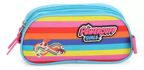 Estojo Escolar Simples Super Poderosas Azul Luxcel