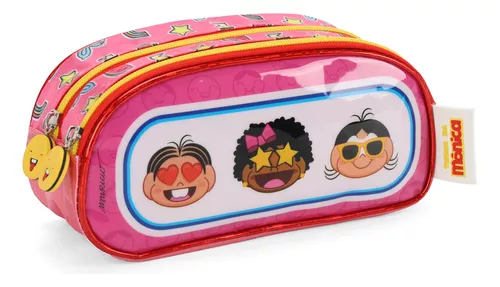 Estojo escolar duplo turma da monica rosa